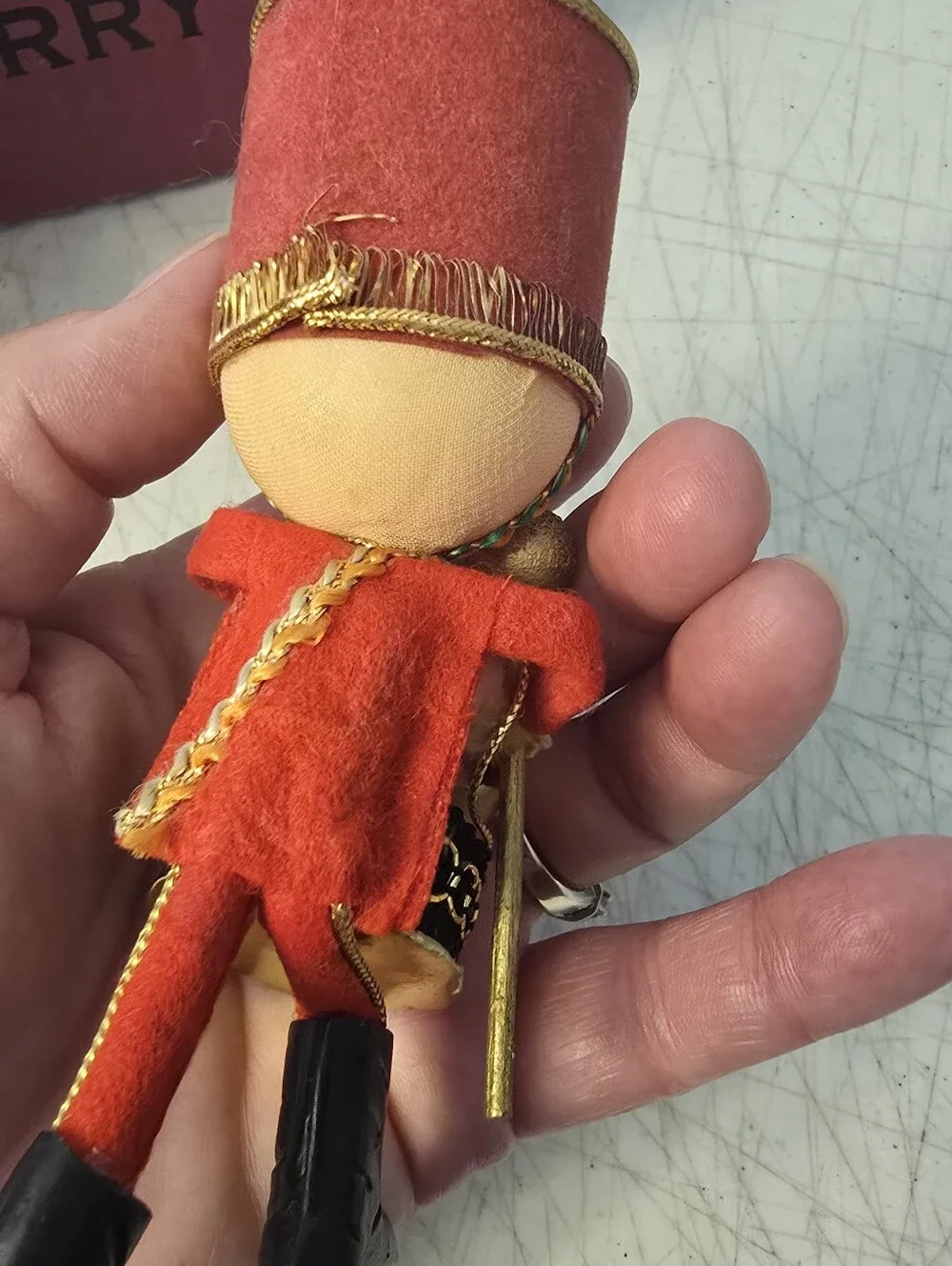 3 Vintage Drummer Toy Soldiers Handmade 1960s Red Christmas Ornament 5